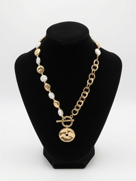 D&X Pearl Disc Necklace