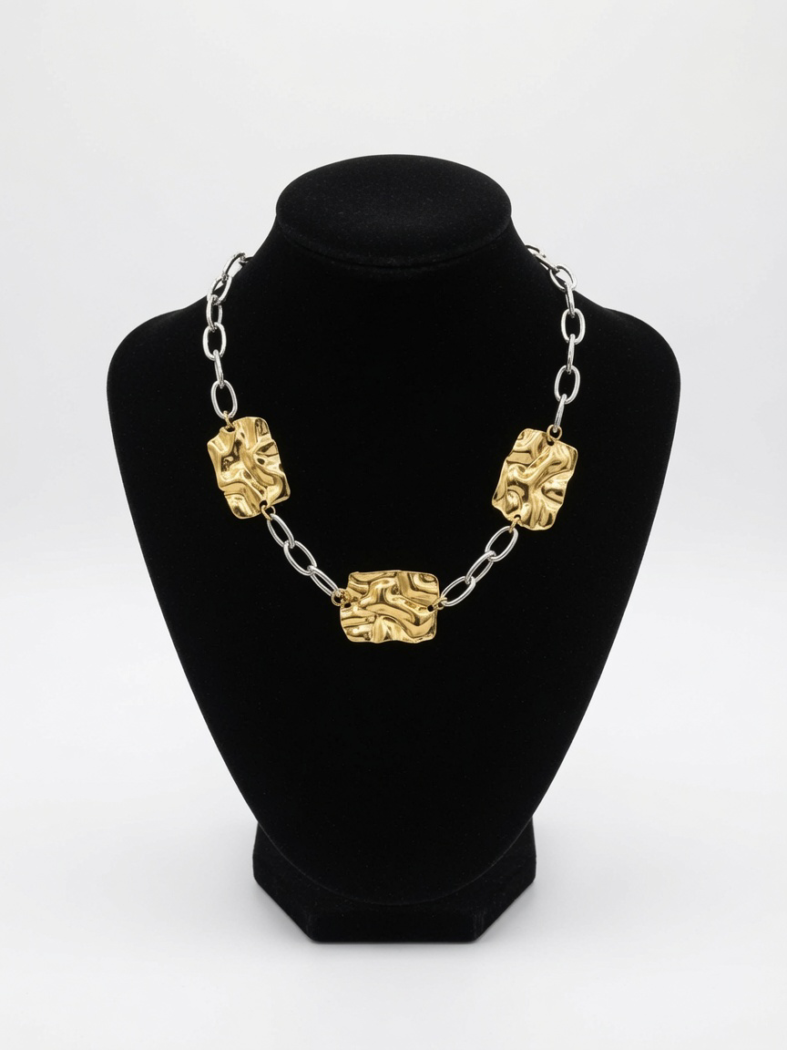 D&X Molten Link gold plated stainless steel necklace