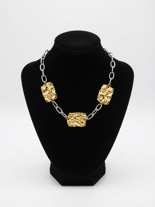 D&X Molten Link gold plated stainless steel necklace