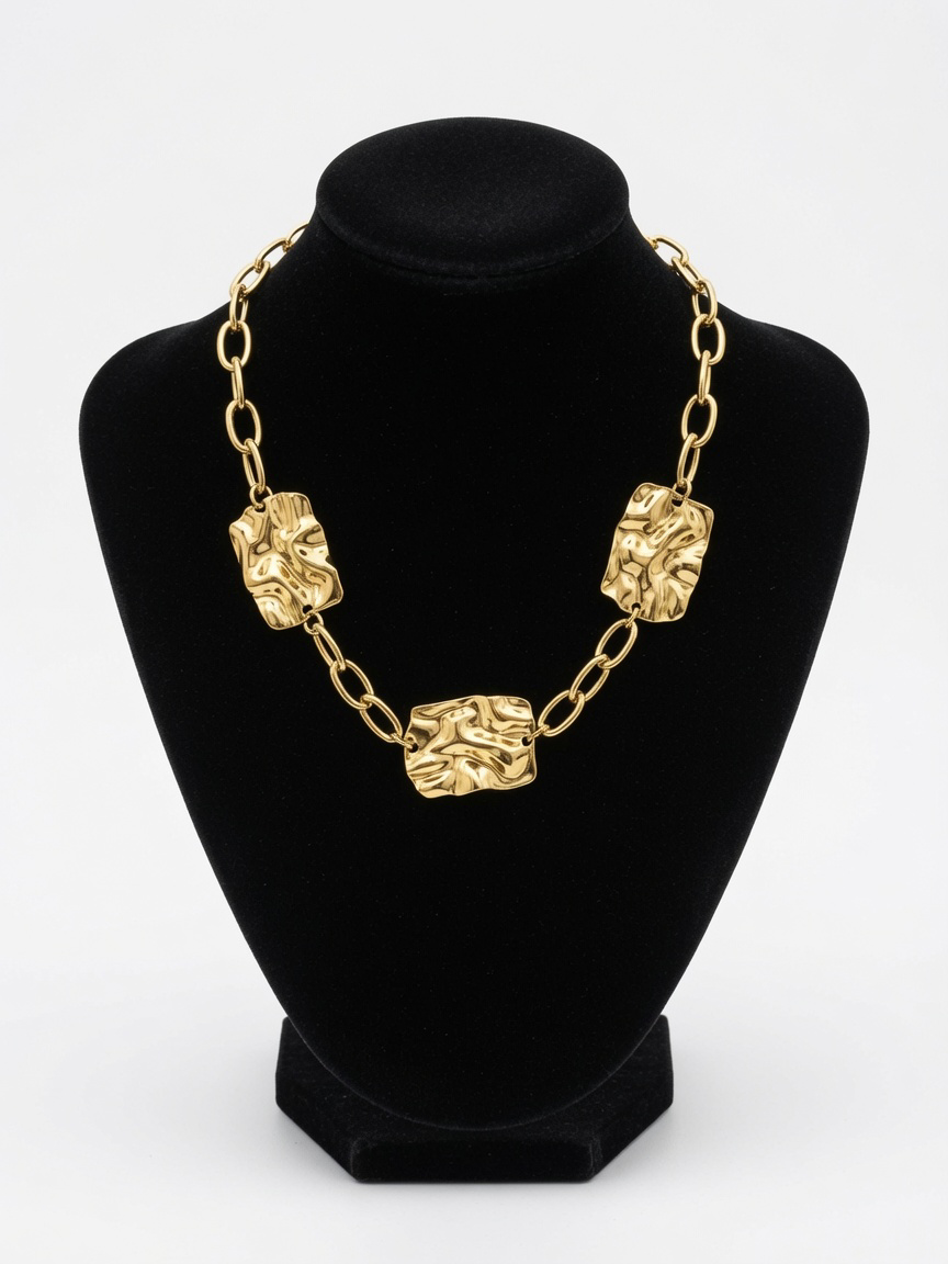 D&X Molten Link gold plated stainless steel necklace